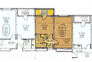 1-к. квартира, 34,8 м², 2/19 эт.