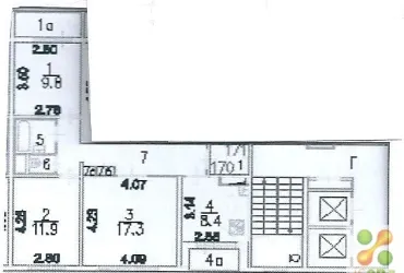 3-комн. квартира, 65 м²