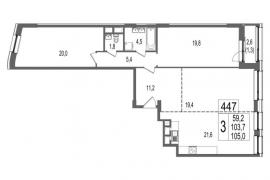 Продажа 3-комнатной квартиры 105 м², 8/17 этаж   Новостройка