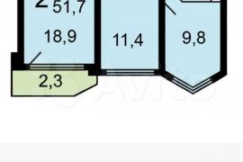 2-к квартира, 51.7 м², 6/15 эт.