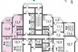 2-к квартира, 65 м², 8/25 эт.
